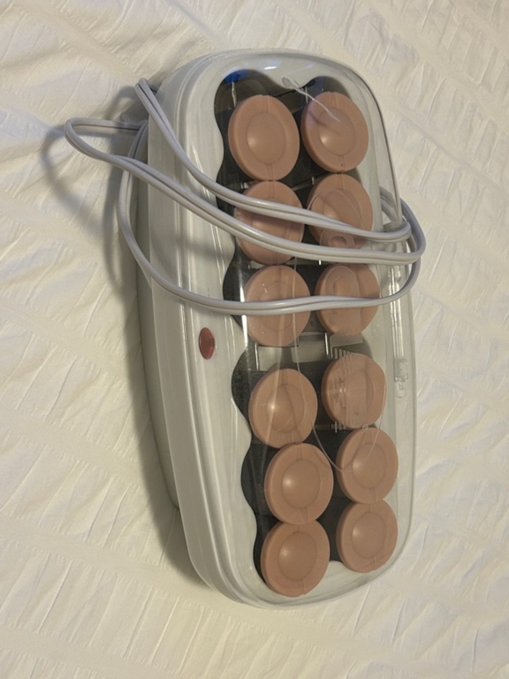 White Electric Hot Rollers with Tan Curlers - Women Hair Styling